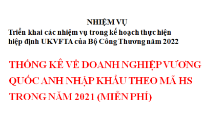 Thống kê về doanh nghiệp Vương quốc Anh nhập khẩu theo mã HS trong năm 2021 (MIỄN PHÍ)