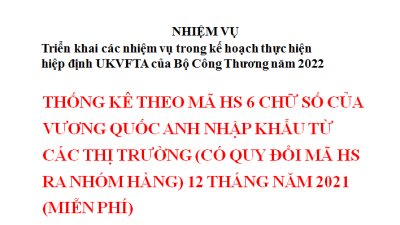 THỐNG KÊ THEO MÃ HS 6 CHỮ SỐ CỦA VƯƠNG QUỐC ANH NHẬP KHẨU TỪ CÁC THỊ TRƯỜNG (CÓ QUY ĐỔI MÃ HS RA NHÓM HÀNG) 12 THÁNG NĂM 2021 (MIỄN PHÍ)