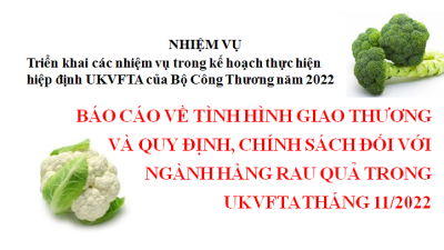 Báo cáo về tình hình giao thương và quy định, chính sách đối với ngành hàng rau quả trong UKVFTA tháng 11/2022 (miễn phí)